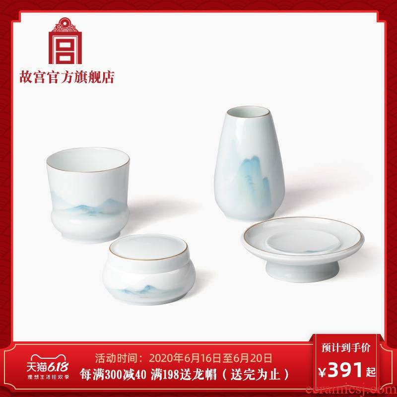 Palace li jiangshan hand - made head of the set sandalwood incense ceramic Palace official birthday gift to the Forbidden City