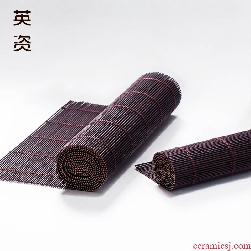 Tea bamboo mat bamboo curtain bamboo bamboo mat mat linen Tea towel Taiwan Tea table flag Tea cup mat Japanese zen