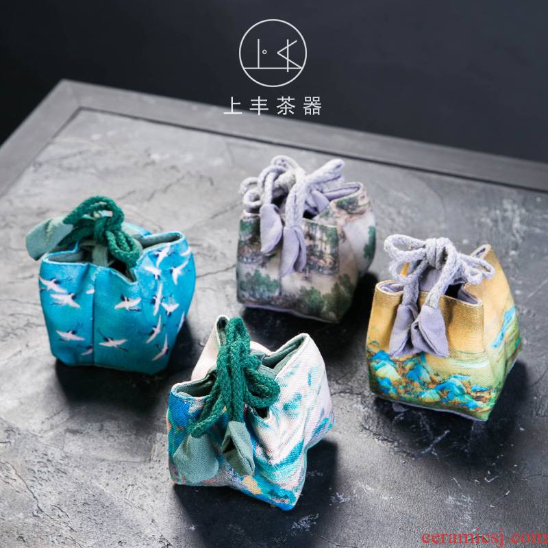 Feng retro cotton sample tea cup on small bag tea cups to receive bag bag in Japanese travel portable tea table accessories