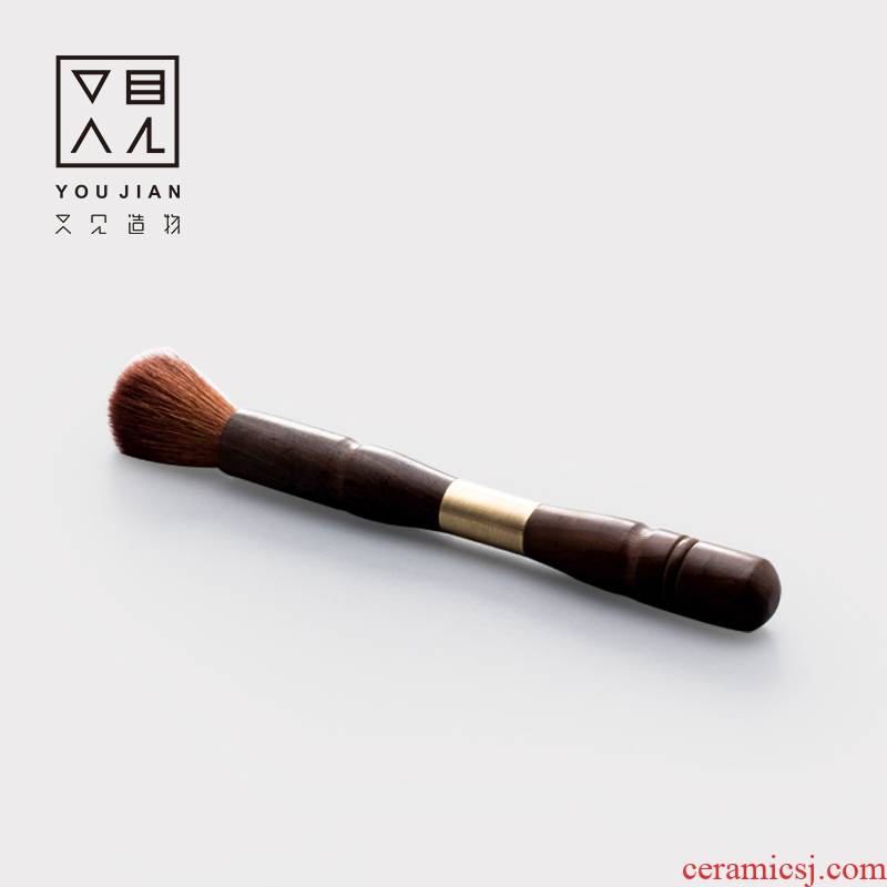 And creation of puer tea knife with tea accessories ChaZhen tea YangHuBi double cone ebony tongkou tea brush
