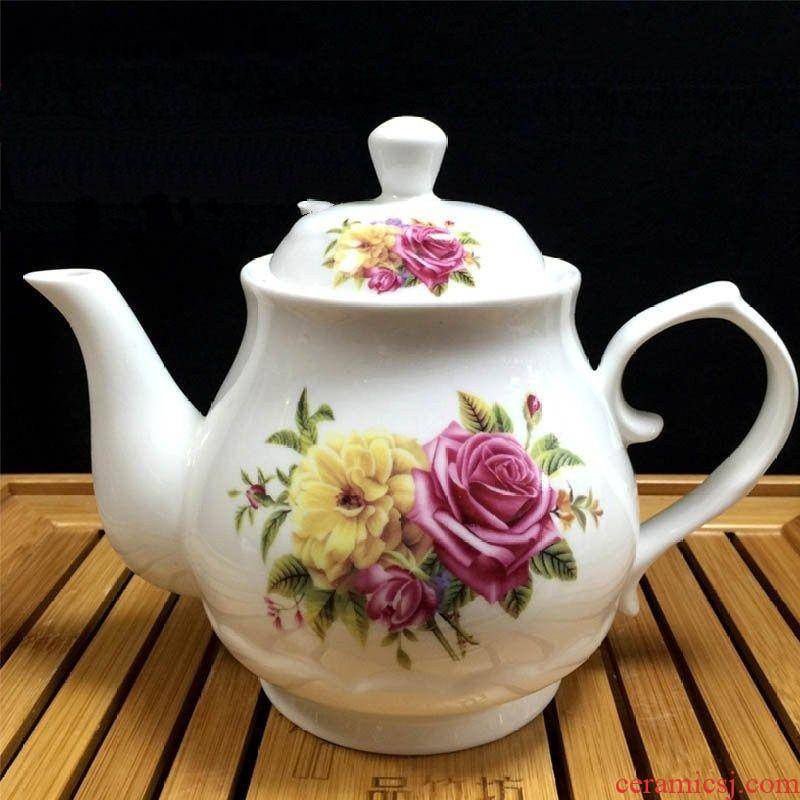 Hotel large capacity large single pot of white porcelain teapot Chinese ceramic round coffee tea set 10 flowers