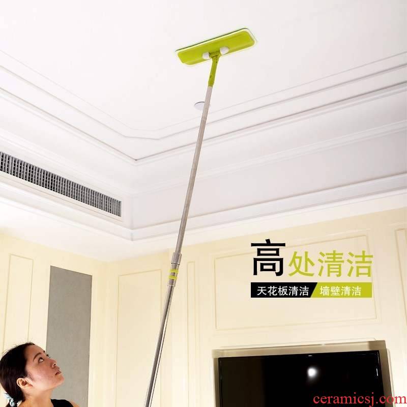 Large hairy flat bottom floor mop wash to telescopic extension rod lathe wipe glass wall ceramic tile
