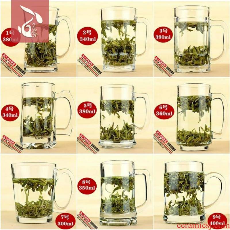 Large take without cover transparent heat - resistant glass tea cup express lever handle household without cover of water glass