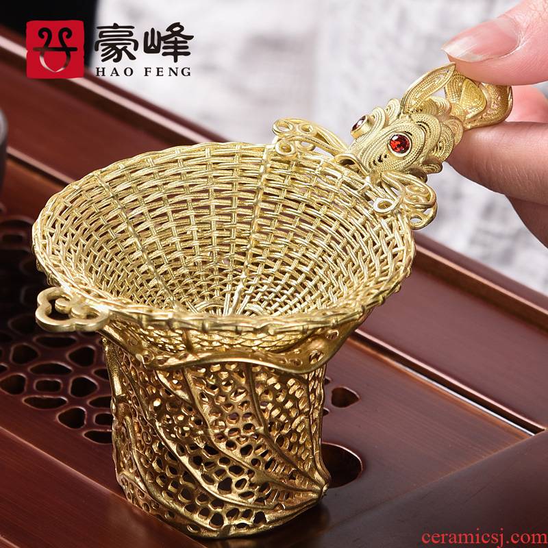 HaoFeng pure copper creative hat to filter suit carp filter kung fu tea tea tea tea strainer accessories side