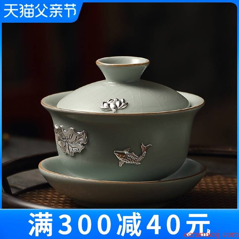 The From your up tea sets Taiwan FengZi ceramic cups household manual only three silver tureen lid