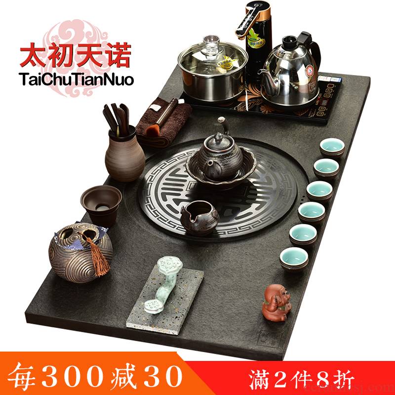 The beginning day, automatic kung fu tea set sharply stone tea tray kunfu tea table with your porcelain tea taking office