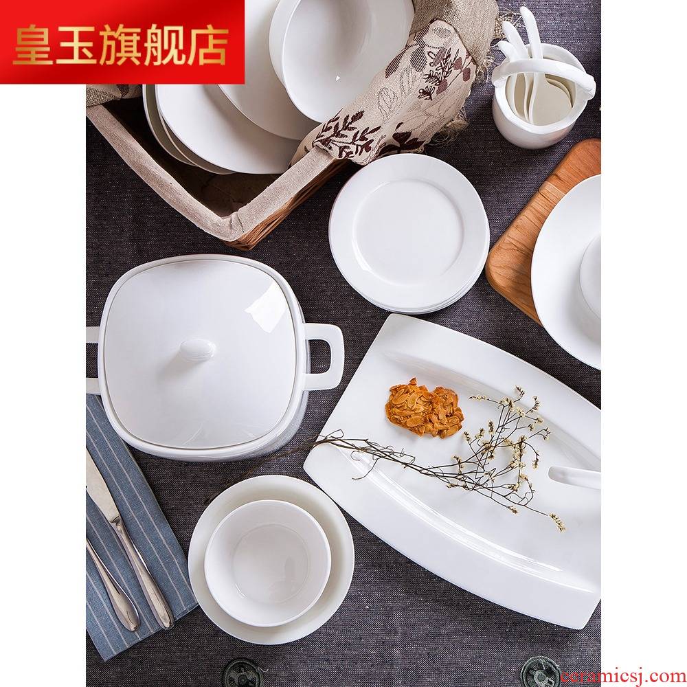 8 PLT jingdezhen ceramic tableware suit household under the glaze color pure white contracted ceramics dishes dishes chopsticks