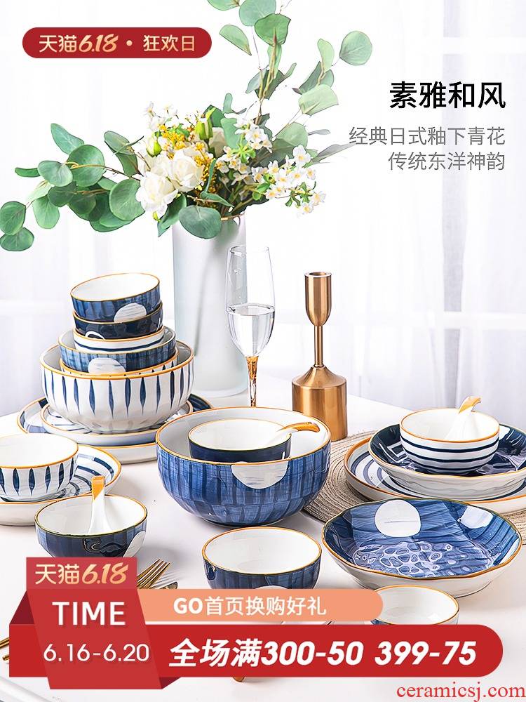 The Fijian trent jingdezhen suit Japanese dishes chopsticks tableware ceramics creative northern dishes home plate combination