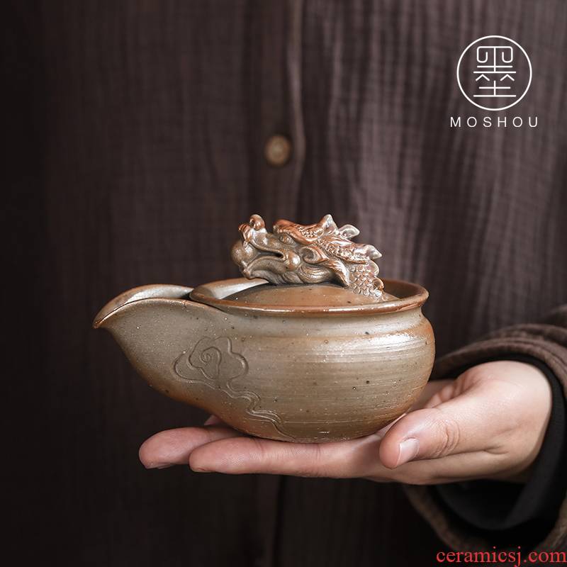 By firewood leading Japanese pure manual coarse pottery teapot hand grasp pot pinecone tureen kung fu tea tea