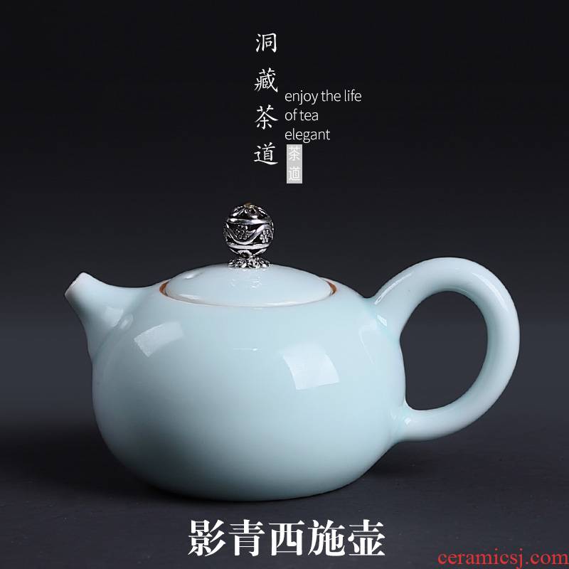 Kung fu tea set ipads China shadow in building ceramics green sweet white porcelain teapot tea pot household contracted single pot