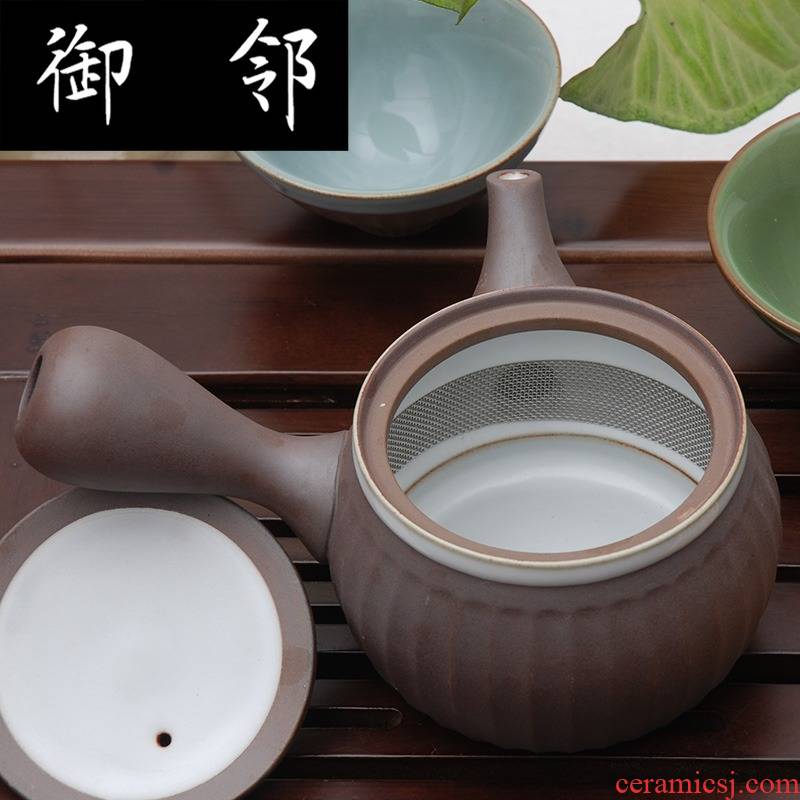 Variable retro earthenware kung fu tea set xiangyang big side pot set of 10 into the tea set