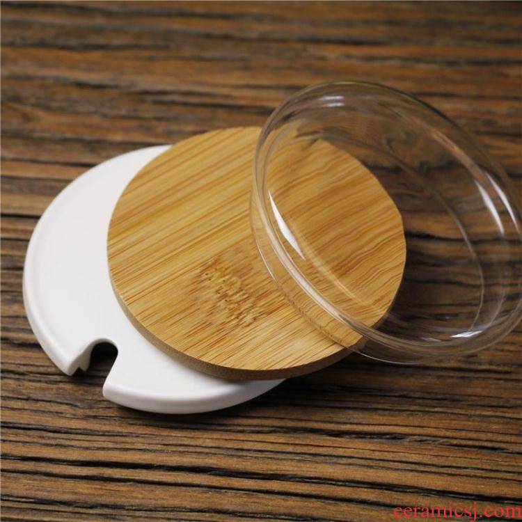 General mark cup lid thicken water bamboo lid cover glass lid large ceramic cups cover wood stamped with the grommet