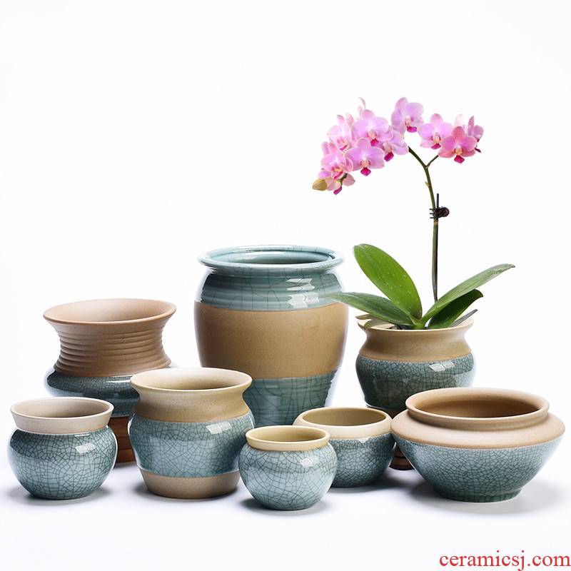 Other creative ceramic butterfly orchid flower POTS coarse pottery basin of green plant household indoor potted meat more breathable office