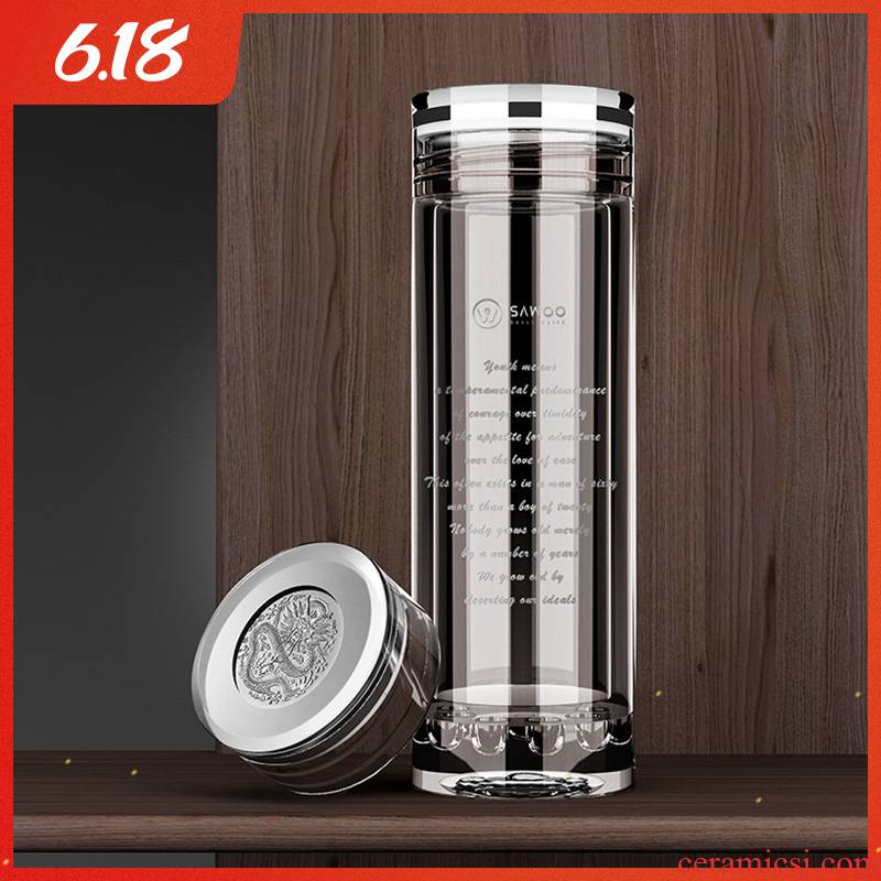 High - grade double insulated glass cup tea separation of men and women make tea cup office cup present for dad
