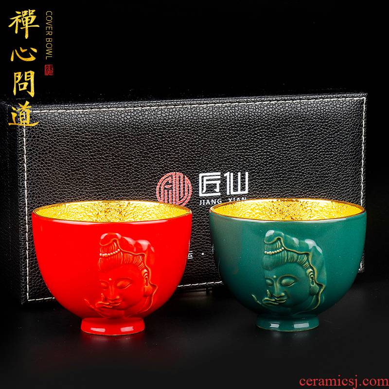 Artisan fairy gold picking cups of household ceramic cups kung fu masters cup cup of pure manual single cup sample tea cup