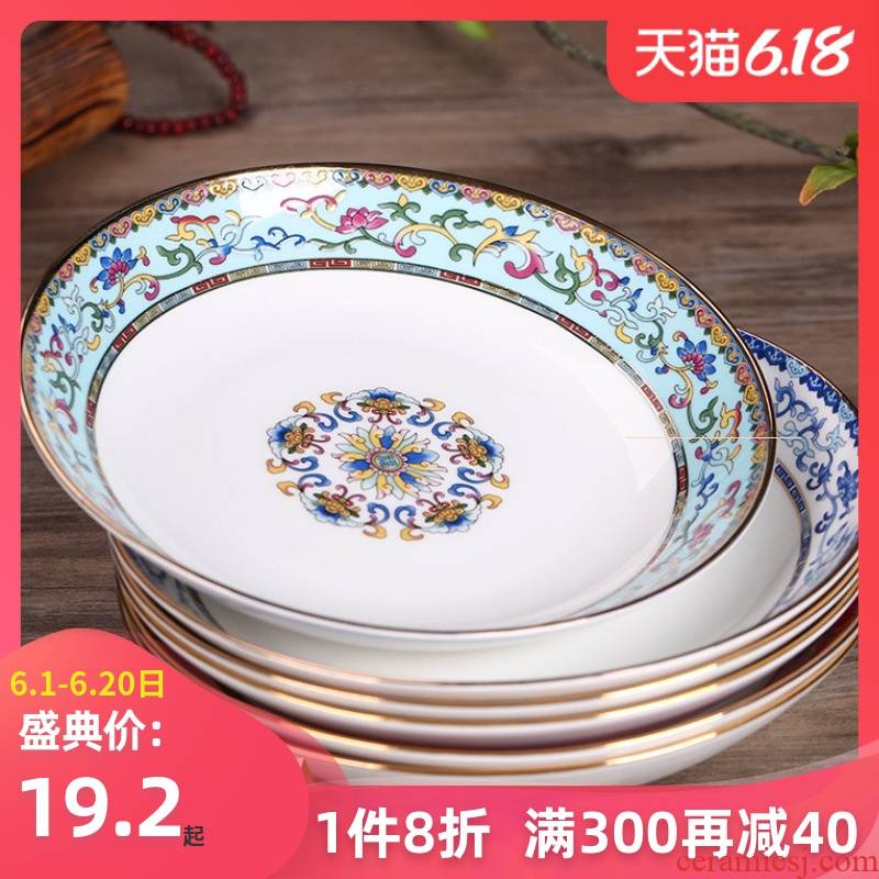 Jingdezhen new ceramic tableware ipads porcelain child home cooking dish FanPan deep dish salad plate antique Chinese style cuisine