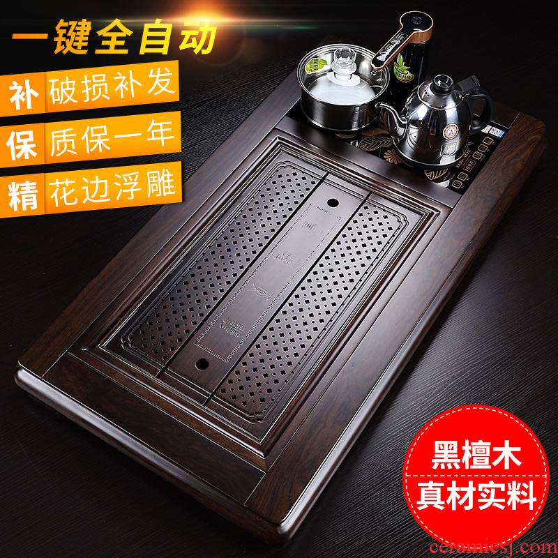 In solid wood tea tray import ebony fourth one drainage type household electric tea tray was kung fu tea tea