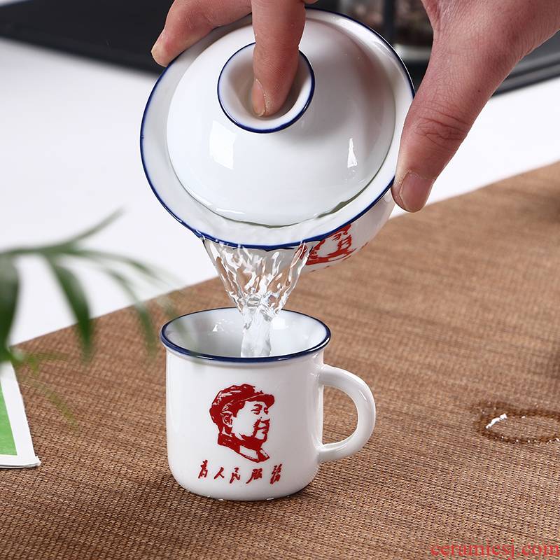 The Mini ceramic small teacup creative imitation enamel cup to serve the people move restoring ancient ways with the kombucha tea cup
