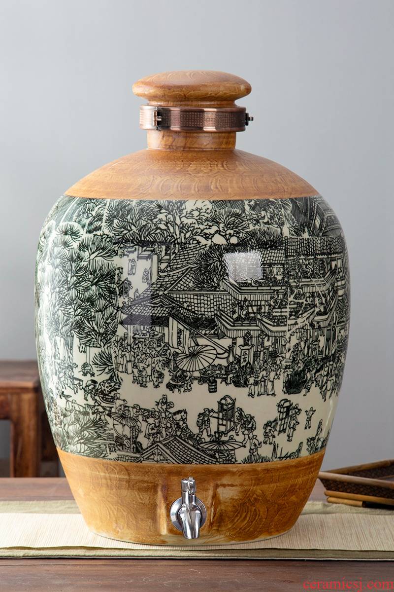 Jingdezhen ceramic jars bottle 10 jins 20 jins 30 jins 50 jins domestic sealed with cover vintage wine jar