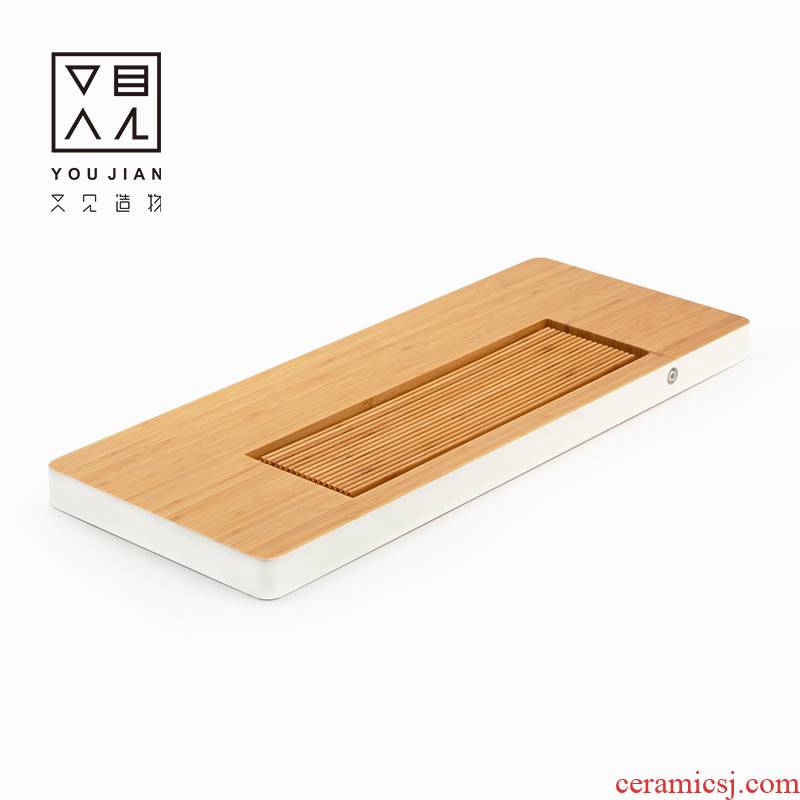 Heavy bamboo block solid wood tea tray is small household drainage type tea table I and contracted kung fu tea tea saucer dish