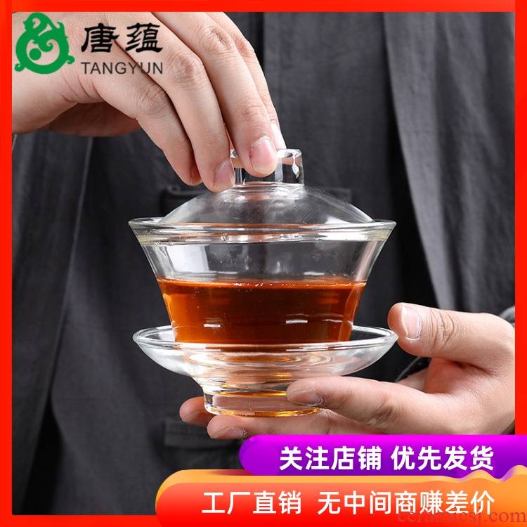 Transparent glass tureen kung fu tea set three to make tea household heat resisting high temperature) the teapot teacup set to use