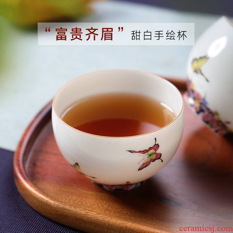 Jingdezhen escape ooze hall famille rose flower ceramic checking single master kung fu tea cup sample tea cup small tea cups