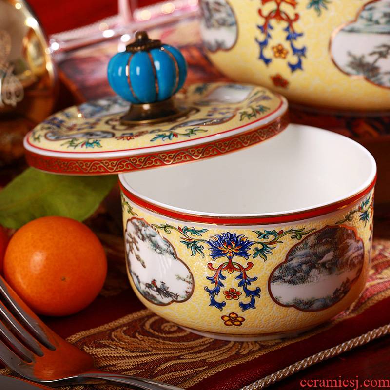 8 hx ceramic lunch box lunch box microwave use of ipads China preservation bowl three - piece with the cover preservation box sealed box