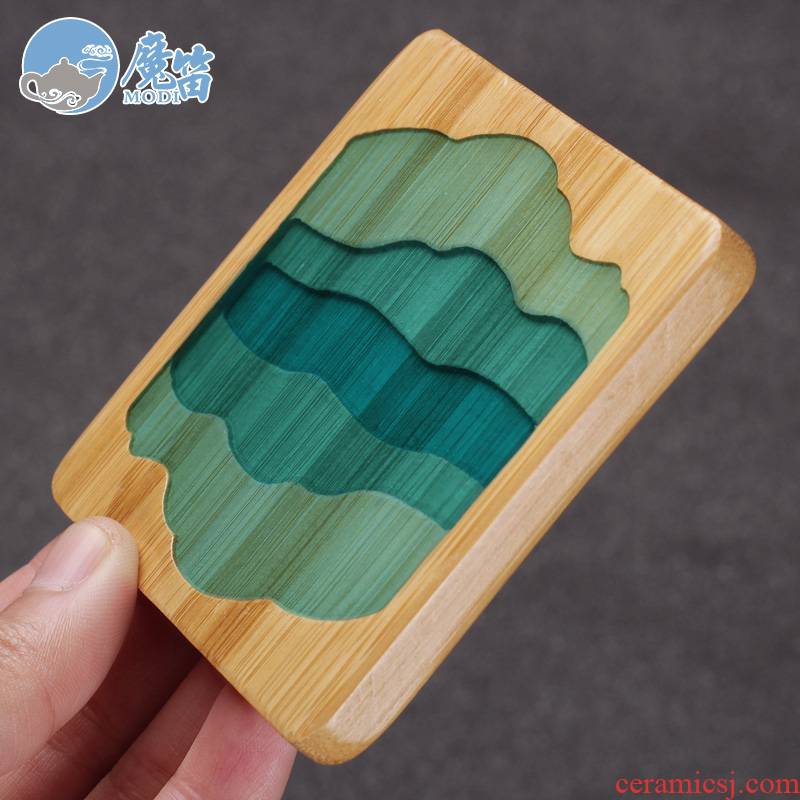 The flute heat insulation cup mat tea sets accessories tea cup mat bamboo household saucer resin wood, bamboo carving