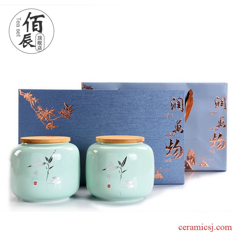 Gift tea packaging Gift box general tea, green tea pu 'er tea pot ceramic seal half jins to the empty box