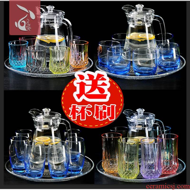 A household glass tea is high temperature resistant suit large capacity table sitting room tea cup handle kettle