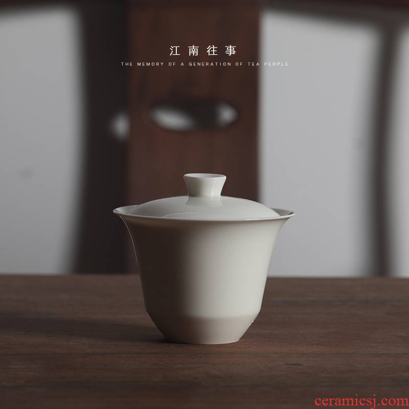 Jiangnan past yulan kung fu tureen ceramic tea set tea tea bowl three cups of a single cup tea tureen