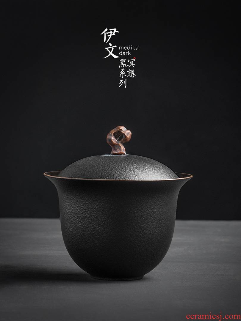 Evan tureen of pottery and porcelain teacup Japanese household to use with single kung fu tea tea is simple bowl of the big three