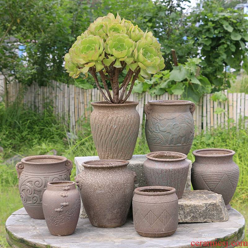 Fleshy flower pot through pockets tao old running of meat the plants more purple orchid ceramic POTS mage, extra large flower pot