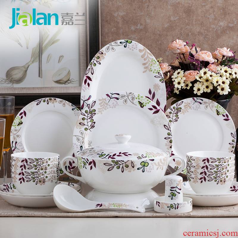 Garland 58 tangshan ipads porcelain tableware suit wheatgrass new Chinese style is contracted ceramic dish dish suits for