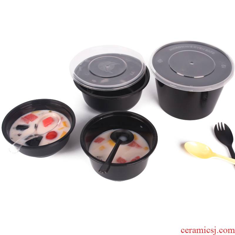 The Disposable lunch box circular 1000 ml with cover ltd. always porringer takeout cutlery packaging mooring ice powder.