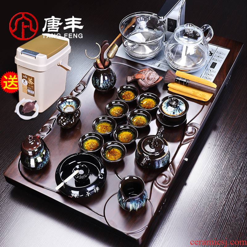 Wood tea tray, big tang sorts of suits for the home office ebony tea machine remote control electric heating furnace up kung fu tea