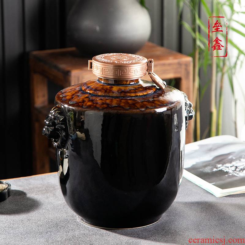 Jingdezhen ceramic household seal wine jar hoard 3/5/10/20/30 jin hip flask the an empty bottle mercifully wine