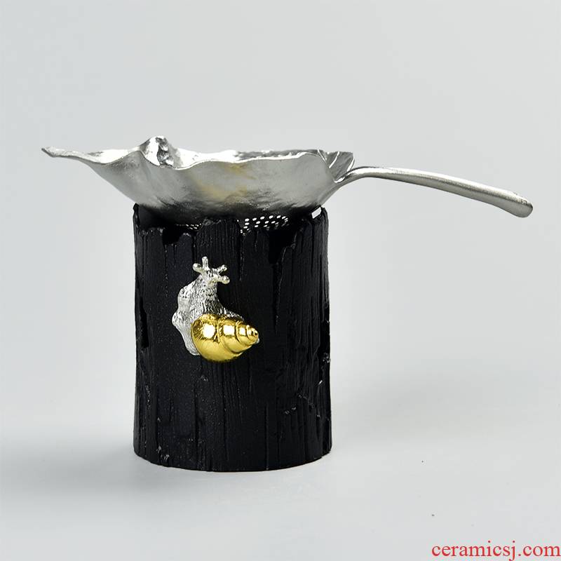Manual pure tin) hammer tea strainer Japanese creative leaves q filter kung fu tea set spare parts