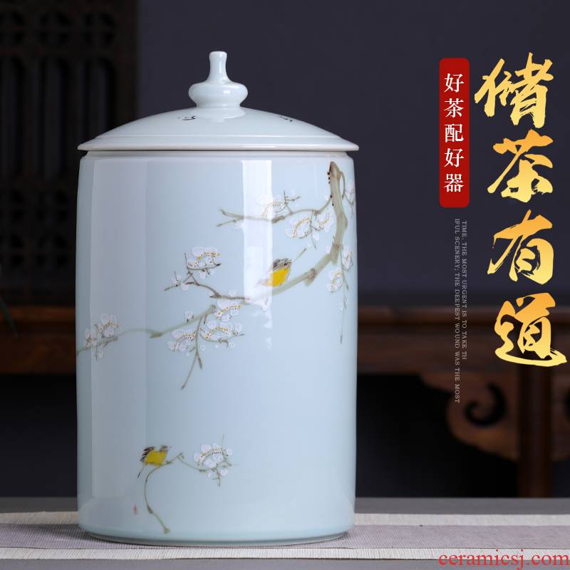 5 jins of extra large size raw 's storage sealed as cans of pu' er tea pot ceramic tea cylinder seven cake collection tank