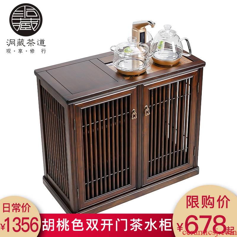 In building the walnut color mobile boiling water tea tank automatic one tea bench small vertical to their Chinese ark cabinet