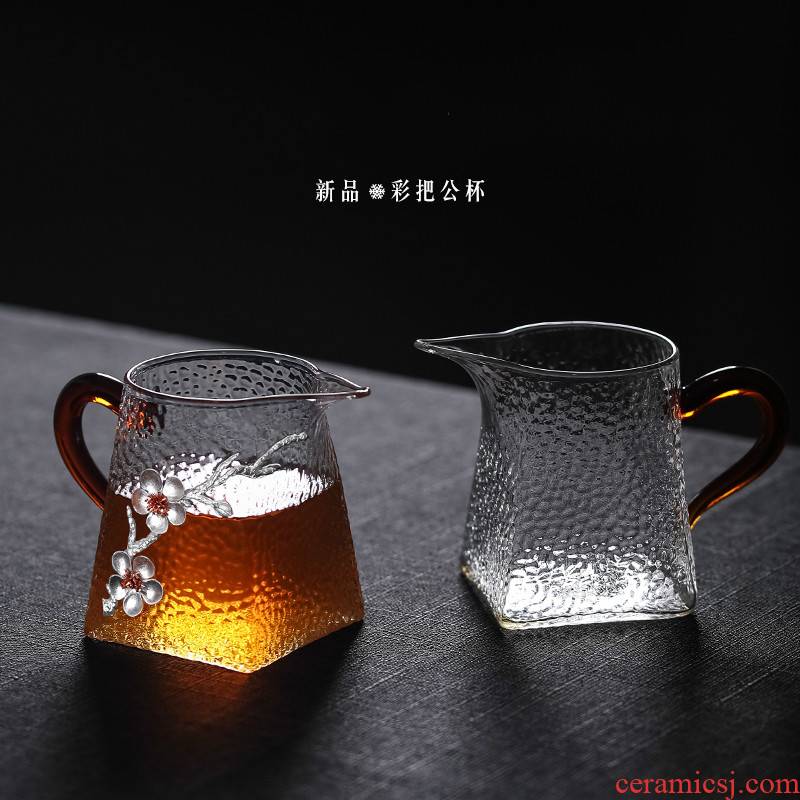 Japanese male hammer glass cup four justice cup upset with the kombucha tea high - grade points tea is tea cups