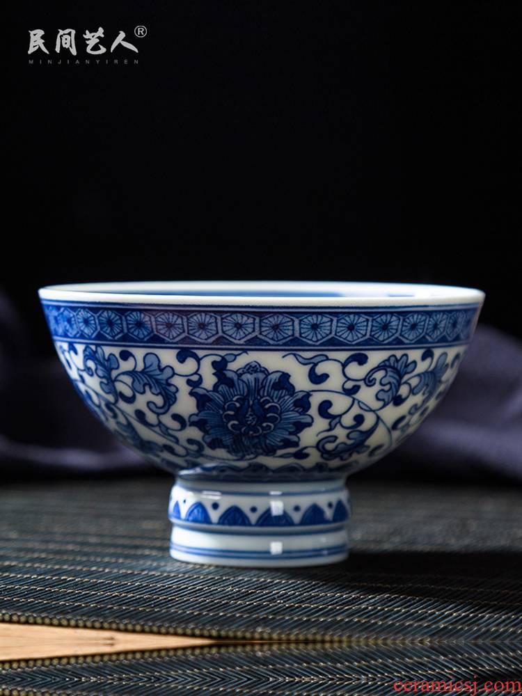 Folk artists hand - made sweet wind branch best master cup single cup, blue and white porcelain is jingdezhen ceramic high - end large cups