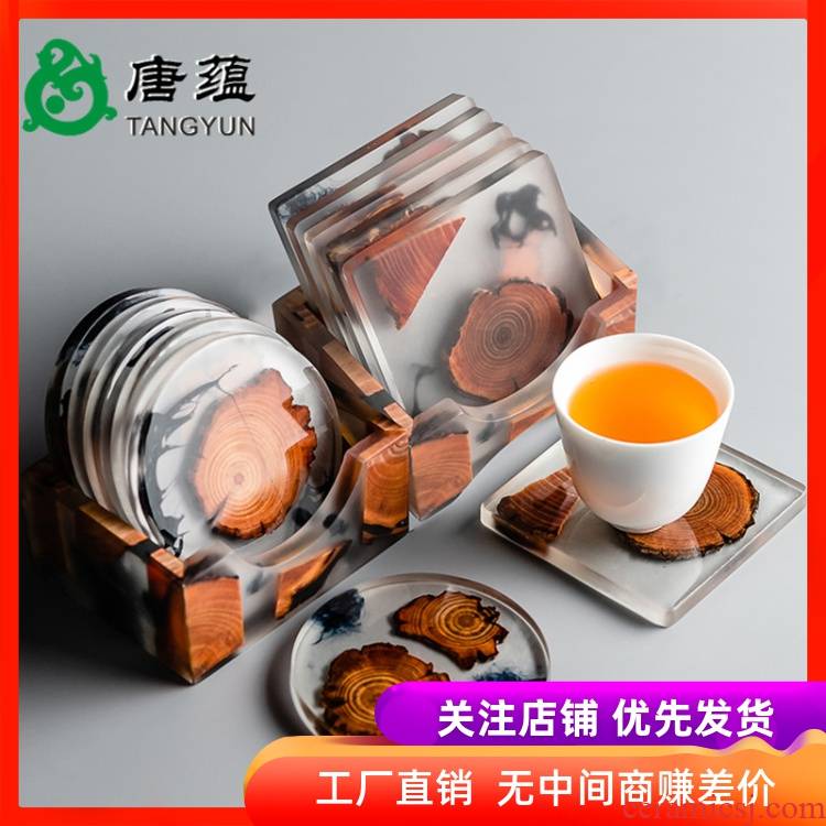 Pine resin cup mat tea sets accessories tea domestic cup mat bamboo bamboo kung fu tea saucer pad