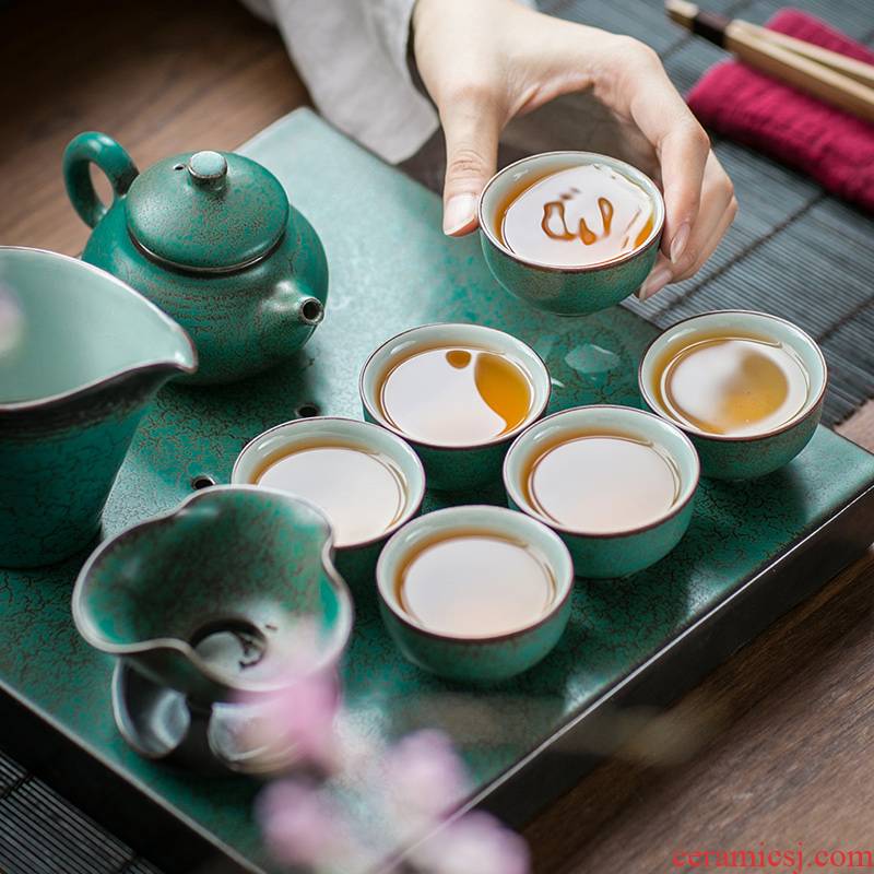 Kung fu tea set tea service of a complete set of ceramic teapot restoring ancient ways suit household tea dry tea six people