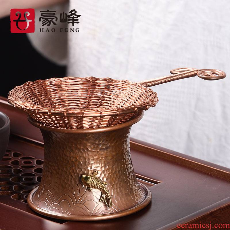 HaoFeng copper copper) tea accessories hand tight hoop modelling tea good kung fu tea sets with the base