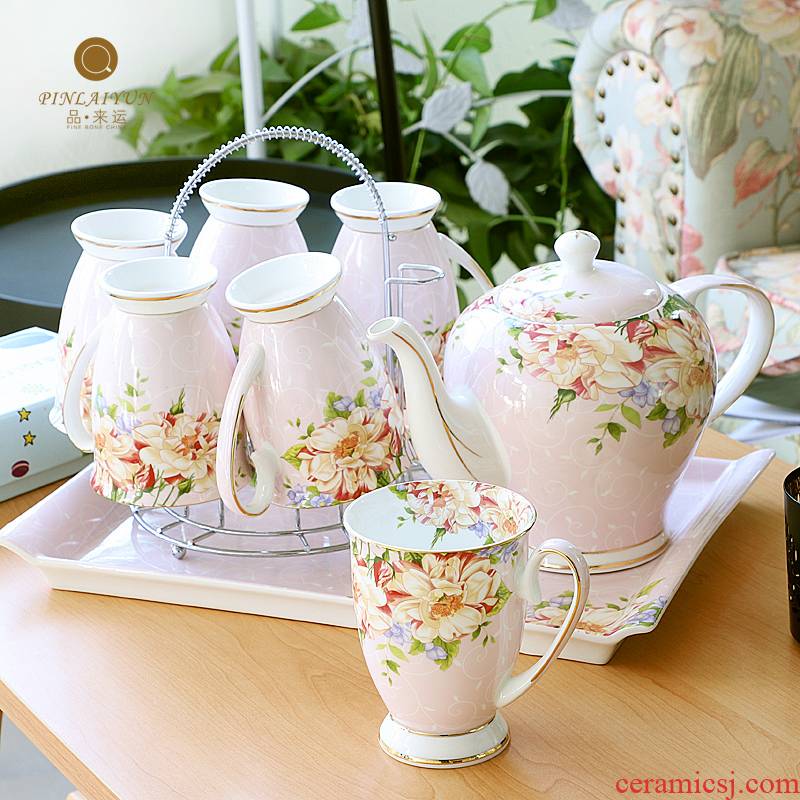 Cup suit household ceramic Cup tray was water sitting room European - style heat - resisting teapot teacup kettle gift box