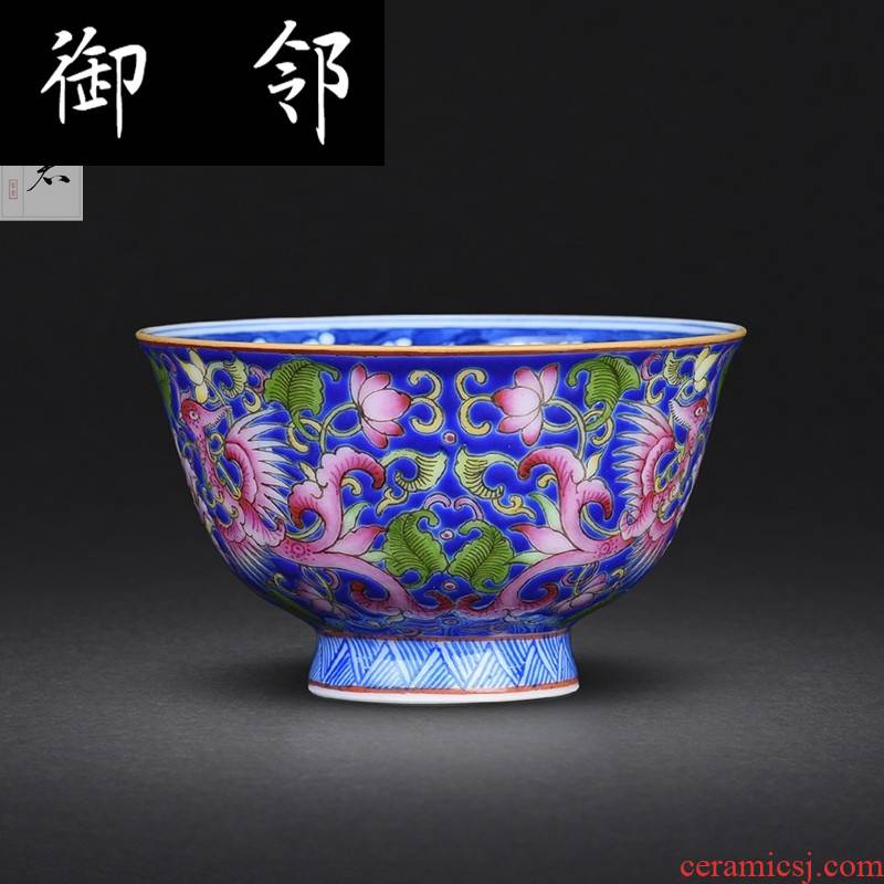 Jingdezhen ceramics single hand - made pastel design phoenix all hand tea cup cup host blue and white