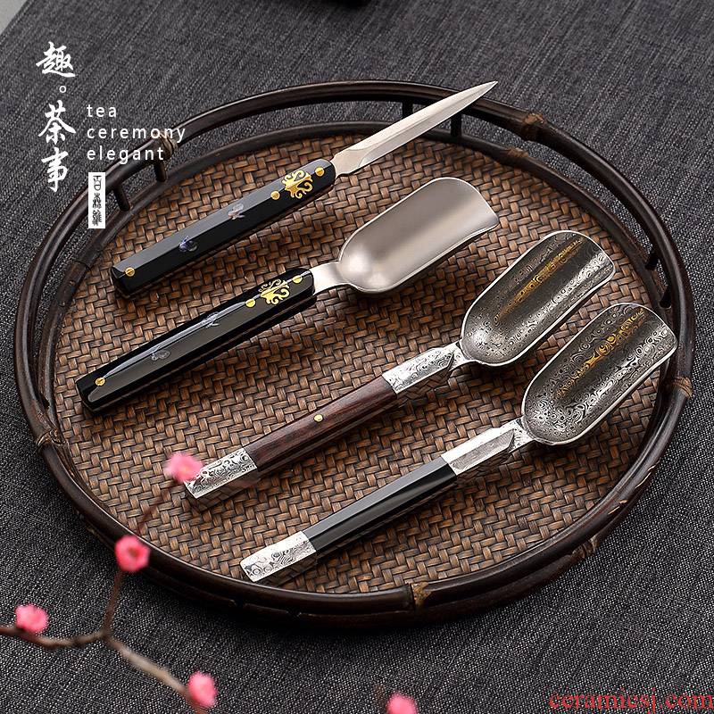 Babson d Damascus knife stainless steel tea spoon tea shovel teaspoon a single tea set 6 gentleman accessories with zero