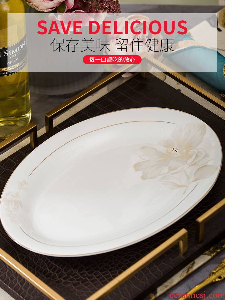 Jingdezhen ceramic Japanese type deep dish fish dishes dishes suit creative household food dish oval large fish dishes