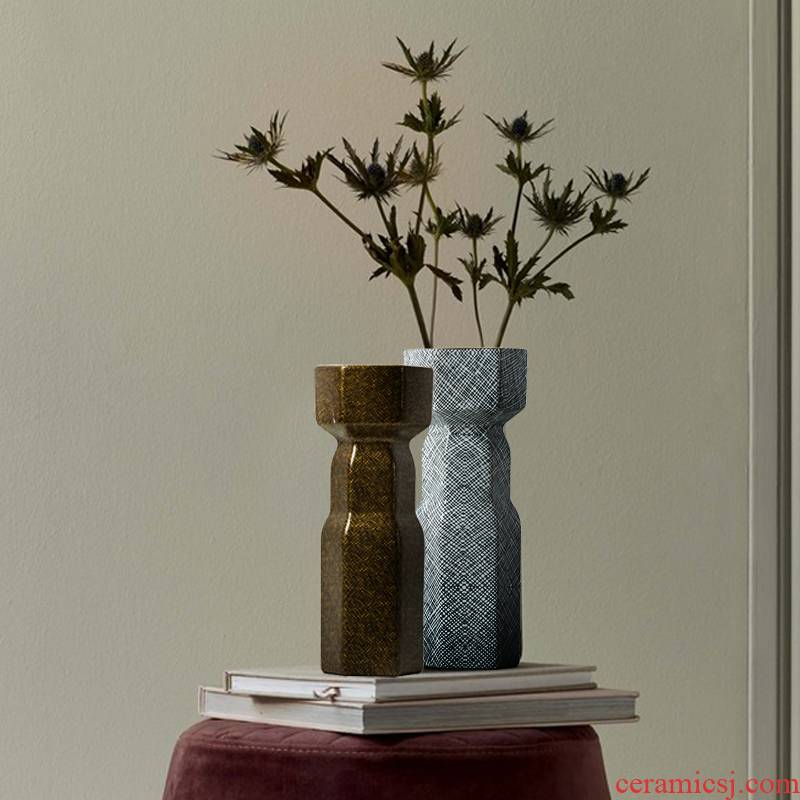 Light soft outfit vase key-2 luxury furnishing articles ceramic sitting room adornment example room geometry European American porch ark hotel
